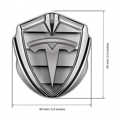 Tesla Bodyside Badge Self Adhesive Silver Shutter Plates Grey Logo