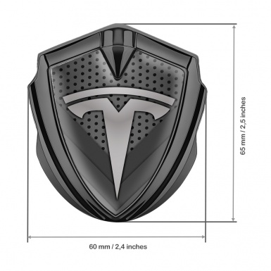 Tesla Tuning Emblem Self Adhesive Graphite Dark Grate V Shapes Grey Logo