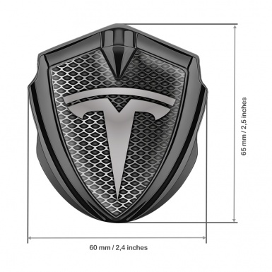 Tesla Fender Metal Domed Emblem Graphite Industrial Grate Grey Gradient