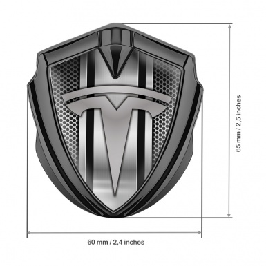 Tesla Trunk Metal Emblem Badge Graphite Grey Mesh Center Steel Pilon