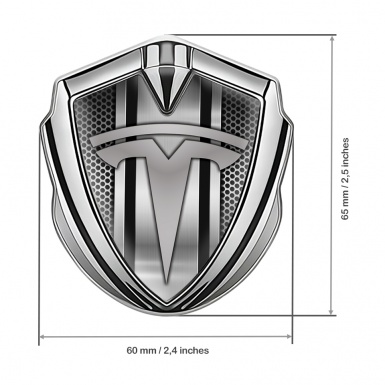 Tesla Trunk Metal Emblem Badge Silver Grey Mesh Center Steel Pilon
