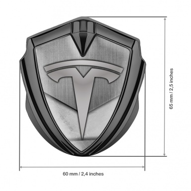 Tesla Bodyside Badge Self Adhesive Graphite Metal Plank Grey Logo Design