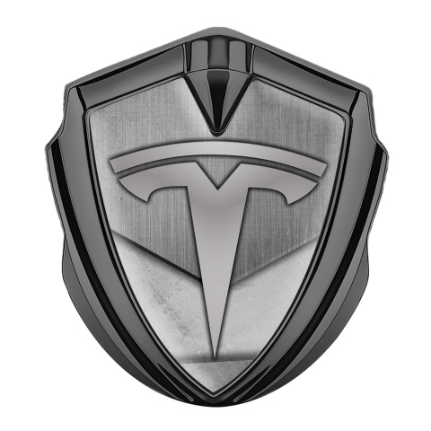Tesla Bodyside Badge Self Adhesive Graphite Metal Plank Grey Logo Design