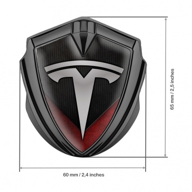 Tesla Fender Metal Domed Emblem Graphite Striped Plate Red Grunge Facet