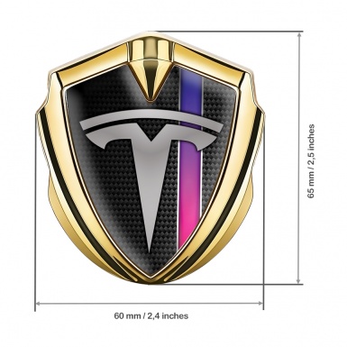 Tesla Bodyside Domed Emblem Gold Dark Carbon Gradient Stripe Motif