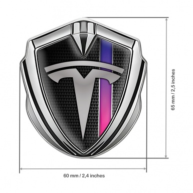 Tesla Bodyside Domed Emblem Silver Dark Carbon Gradient Stripe Motif