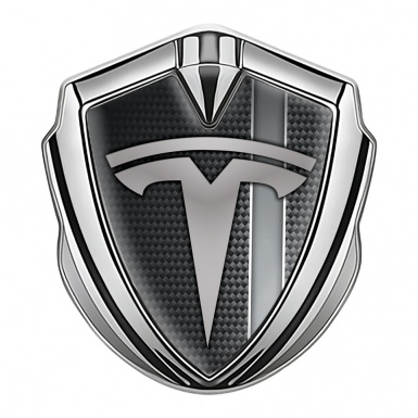 Tesla Bodyside Badge Self Adhesive Gold Dark Carbon Grey Stripe Effect