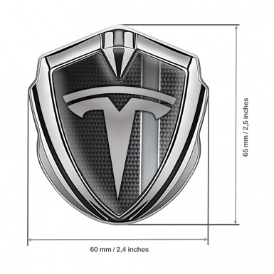 Tesla Bodyside Badge Self Adhesive Gold Dark Carbon Grey Stripe Effect