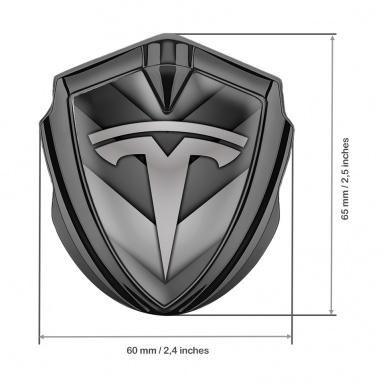 Tesla Tuning Emblem Self Adhesive Gold Grey Shape Design Classic Logo