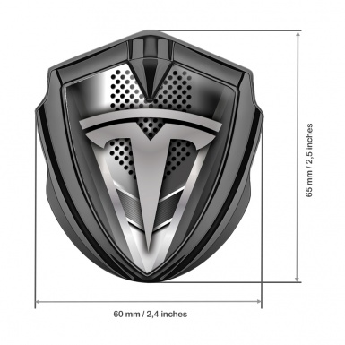 Tesla Fender Emblem Badge Graphite Front Metal Grille Effect Grey Logo