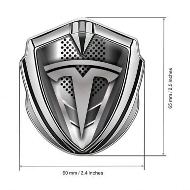 Tesla Fender Emblem Badge Silver Front Metal Grille Effect Grey Logo