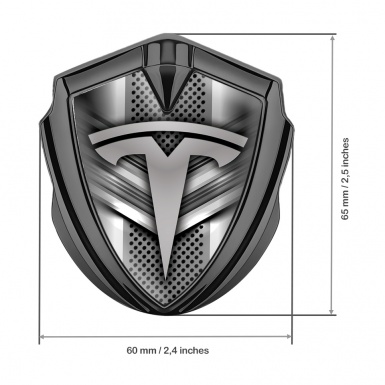 Tesla Trunk Emblem Badge Graphite Grey Metal Mesh Gradient Logo Design