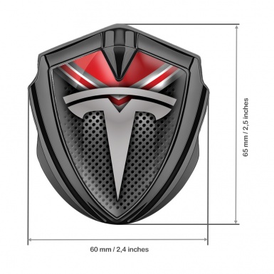 Tesla Tuning Emblem Self Adhesive Graphite Dark Mesh Red Crest Design