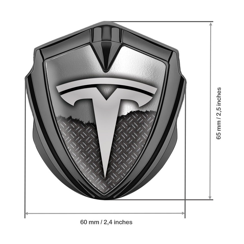 Tesla Fender Metal Domed Emblem Graphite Industrial Half Torn Design ...
