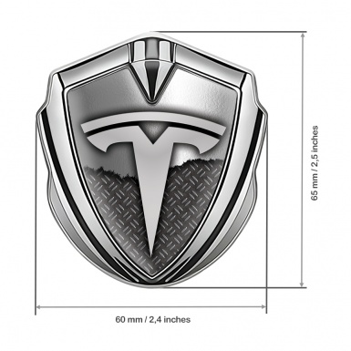 Tesla Fender Metal Domed Emblem Silver Industrial Half Torn Design