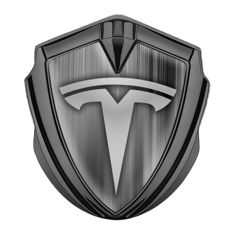 Tesla Metal Emblem Self Adhesive Graphite Grey Palette Classic Logo