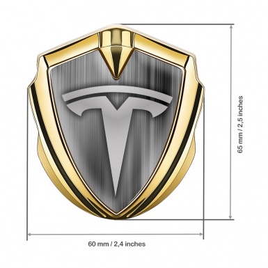 Tesla  Metal Emblem Self Adhesive Gold Grey Palette Classic Logo