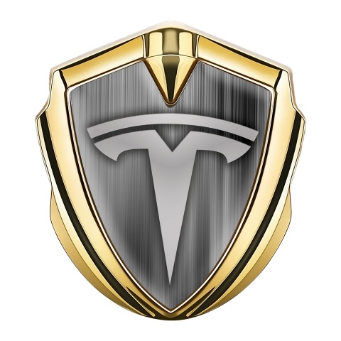 Tesla  Metal Emblem Self Adhesive Gold Grey Palette Classic Logo