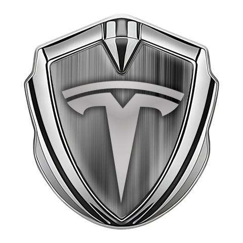 Tesla Metal Emblem Self Adhesive Silver Grey Palette Classic Logo