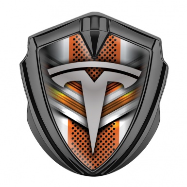 Tesla Bodyside Domed Emblem Graphite Orange Grey Motif Classic Logo