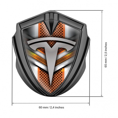 Tesla Bodyside Domed Emblem Graphite Orange Grey Motif Classic Logo