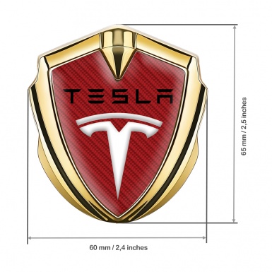 Tesla Fender Metal Domed Emblem Gold Crimson Carbon White Logo