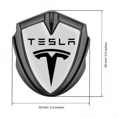 Tesla Trunk Metal Emblem Badge Graphite Grey Base Black Classic Logo