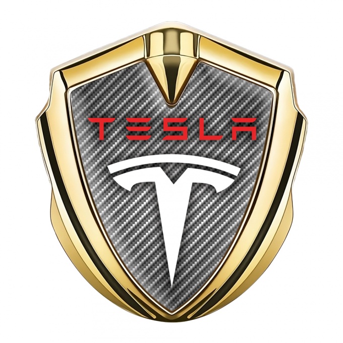 Tesla Metal Emblem Self Adhesive Gold Light Carbon White Logo Design