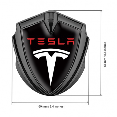 Tesla Fender Metal Domed Emblem Graphite Black Theme White Classic Logo