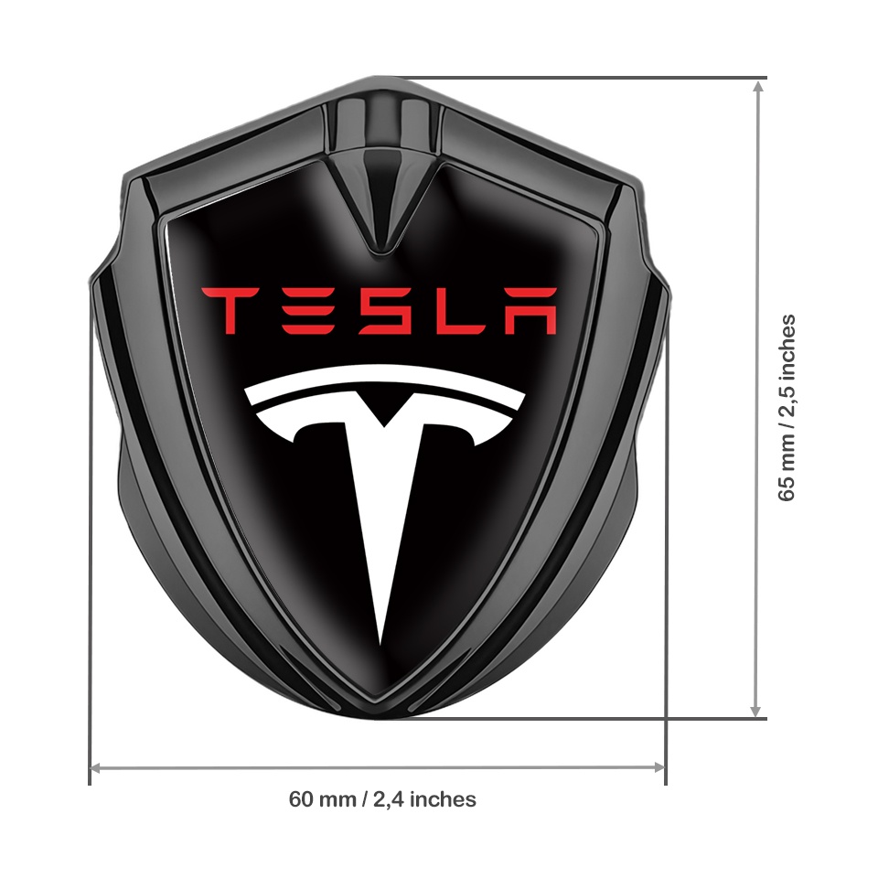 Tesla Fender Metal Domed Emblem Graphite Black Theme White Classic Logo ...