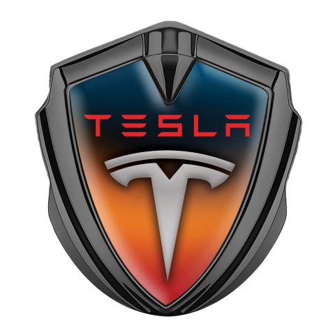 Tesla Bodyside Domed Emblem Graphite Colorful Template Grey Classic Logo