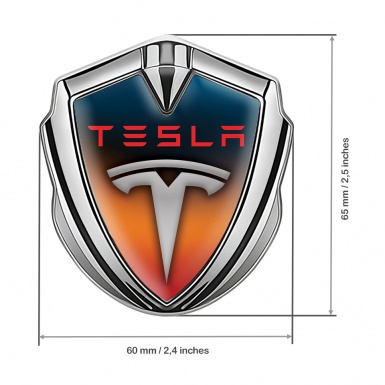 Tesla Bodyside Domed Emblem Silver Colorful Template Grey Classic Logo