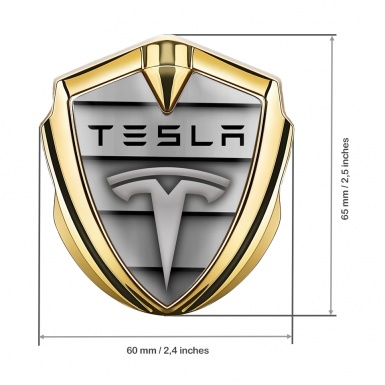 Tesla Bodyside Badge Self Adhesive Gold Car Grille Effect Classic Logo
