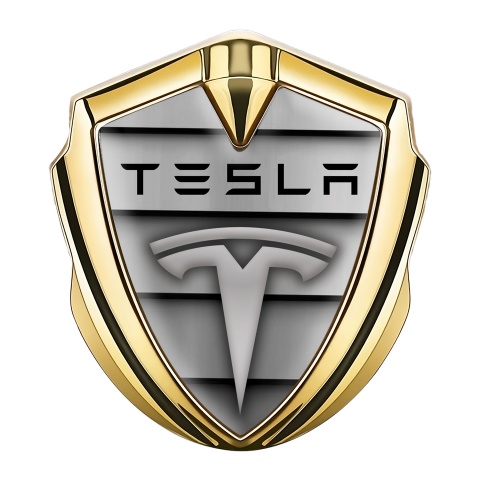 Tesla Bodyside Badge Self Adhesive Gold Car Grille Effect Classic Logo