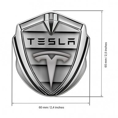 Tesla Bodyside Badge Self Adhesive Silver Car Grille Effect Classic Logo