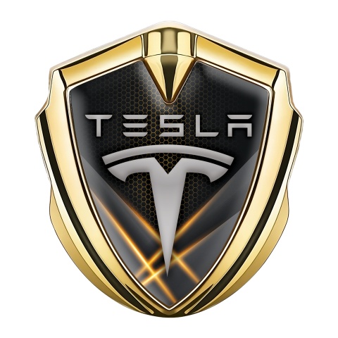 Tesla Bodyside Domed Emblem Gold Mango Color Hex Grey Classic Logo