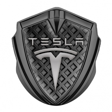 Tesla Tuning Emblem Self Adhesive Graphite Grey Mesh Theme Classic Logo