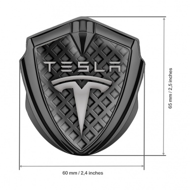 Tesla Tuning Emblem Self Adhesive Graphite Grey Mesh Theme Classic Logo