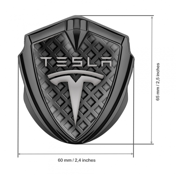 Tesla Tuning Emblem Self Adhesive Graphite Grey Mesh Theme Classic Logo ...