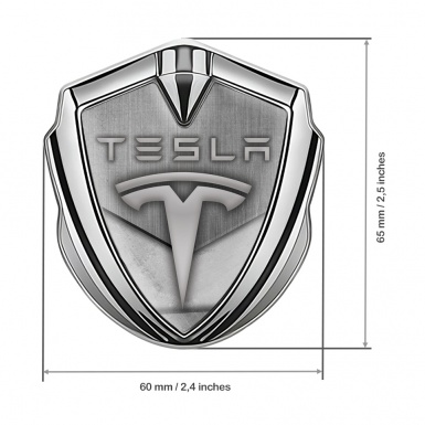 Tesla Trunk Emblem Badge Silver Grey Themed Gradient Logo Variant