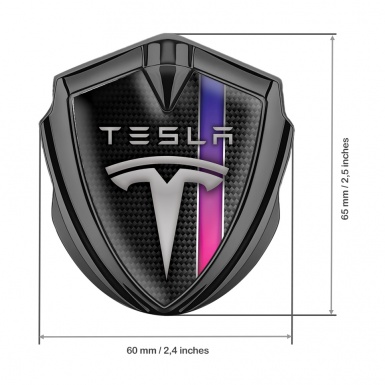Tesla Bodyside Domed Emblem Graphite Black Carbon Dark Lavender Stripe