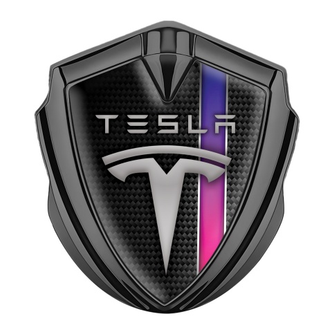 Tesla Bodyside Domed Emblem Graphite Black Carbon Dark Lavender Stripe