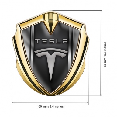 Tesla Trunk Emblem Badge Gold Steel Frame Effect Gradient Logo Design