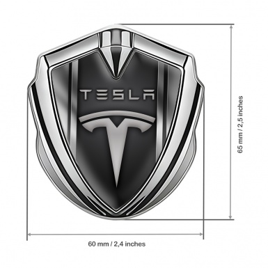 Tesla Trunk Emblem Badge Silver Steel Frame Effect Gradient Logo Design
