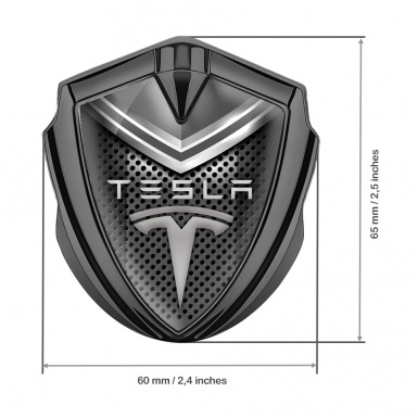 Tesla Bodyside Badge Self Adhesive Graphite Metal Grate Grey Crest Design