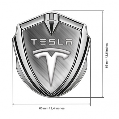 Tesla Metal Emblem Self Adhesive Silver Brushed Alloy Gradient Logo