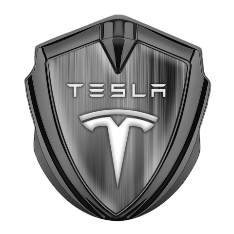 Tesla Bodyside Badge Self Adhesive Graphite Horizontal Strokes Grey Motif