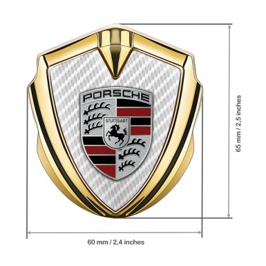 Porsche Self Adhesive Bodyside Emblem Gold White Carbon Color Logo