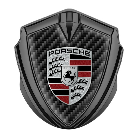 Porsche 3D Car Metal Domed Emblem Graphite Black Carbon Classic Colors