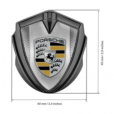 Porsche Tuning Emblem Self Adhesive Graphite Light Mesh Black Yellow Logo